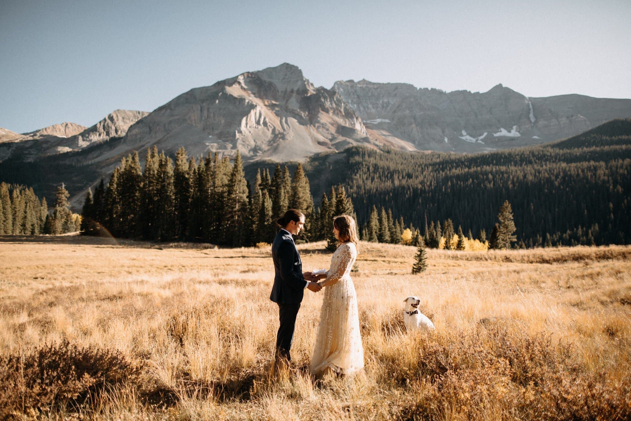 Sweet Mountain Elopement with their Furbaby in Telluride