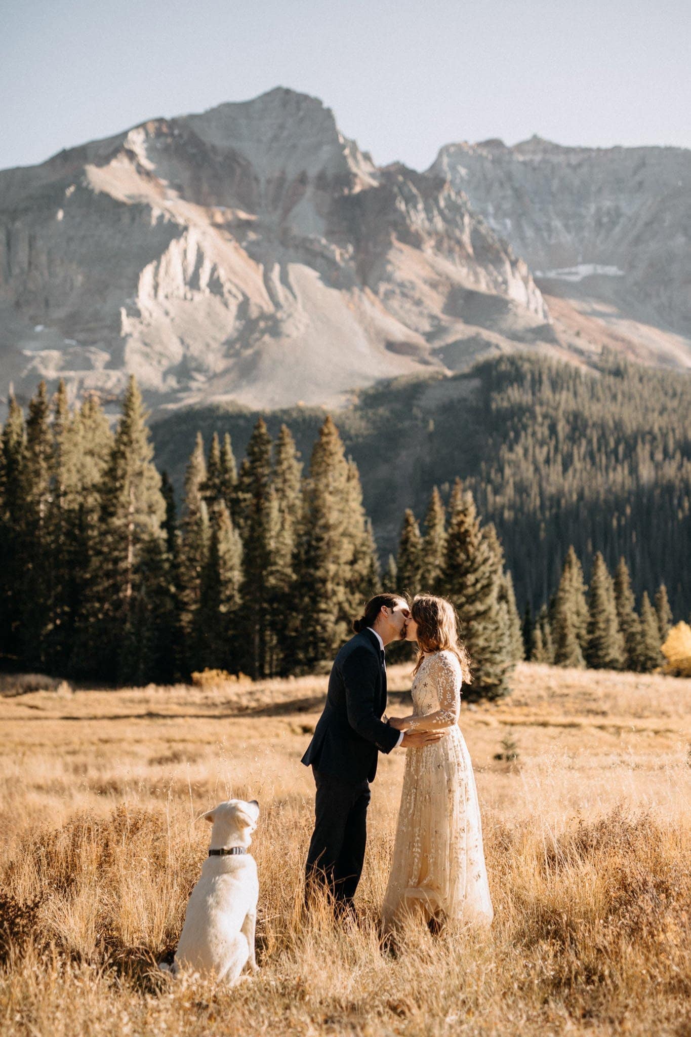 Sweet Mountain Elopement with their Furbaby in Telluride