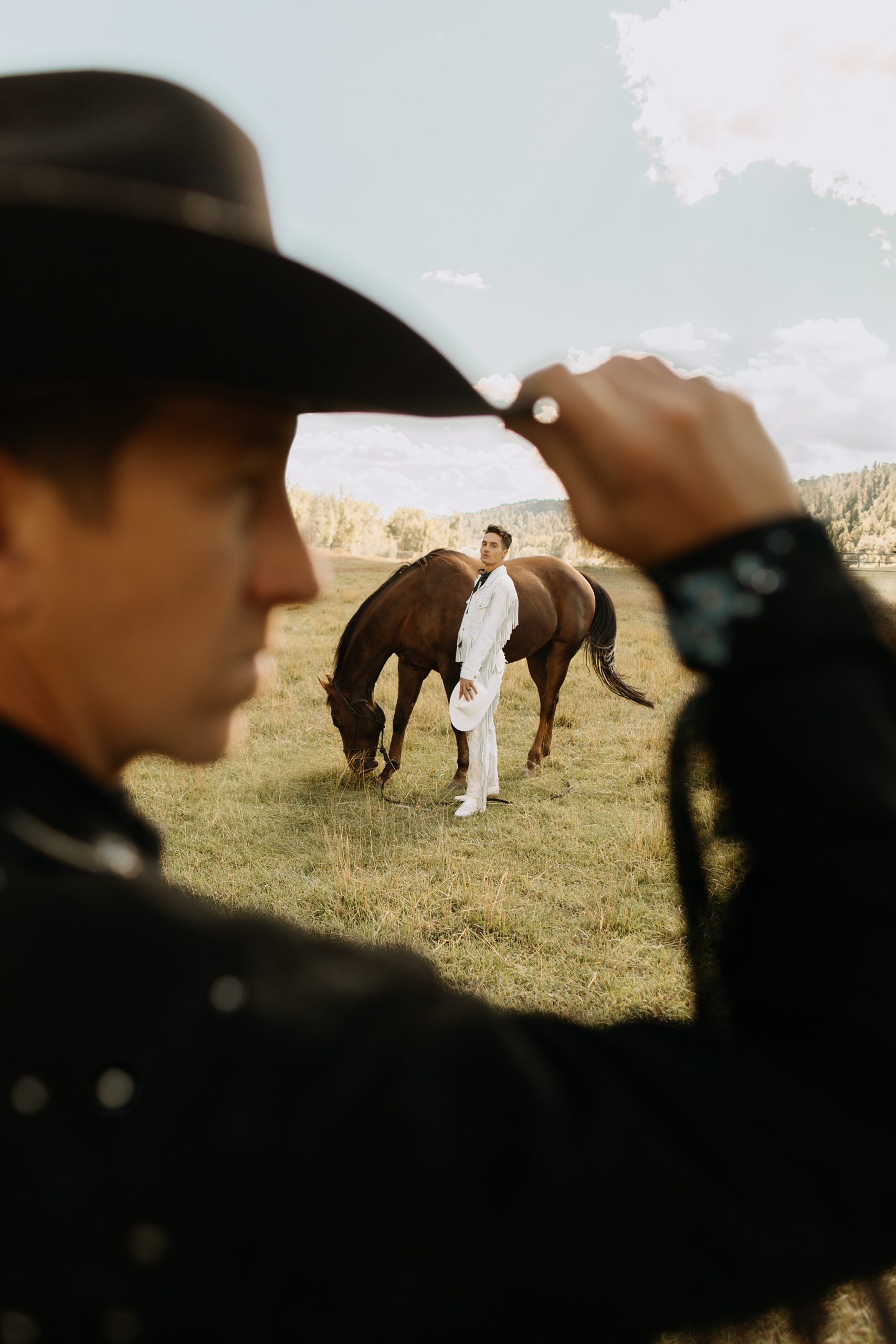 Levi’s Same-Sex Cowboy Shoot with custom levis suit
