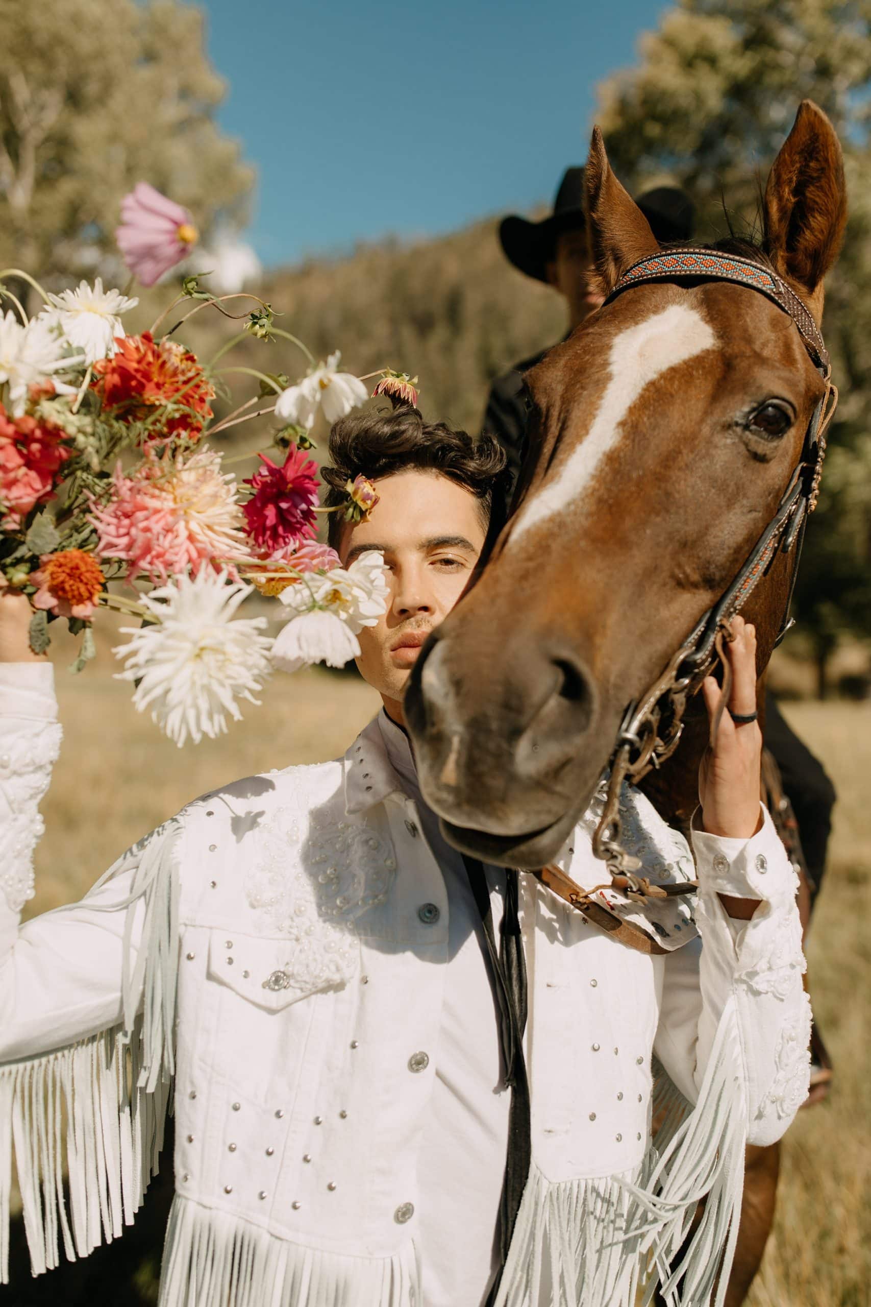 Levi’s Same-Sex Cowboy Shoot with custom levis suit