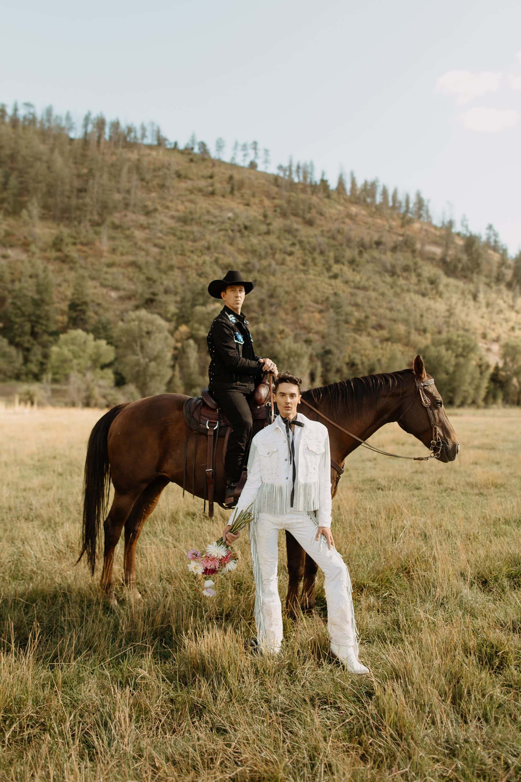 Levi’s Same-Sex Cowboy Shoot with custom levis suit