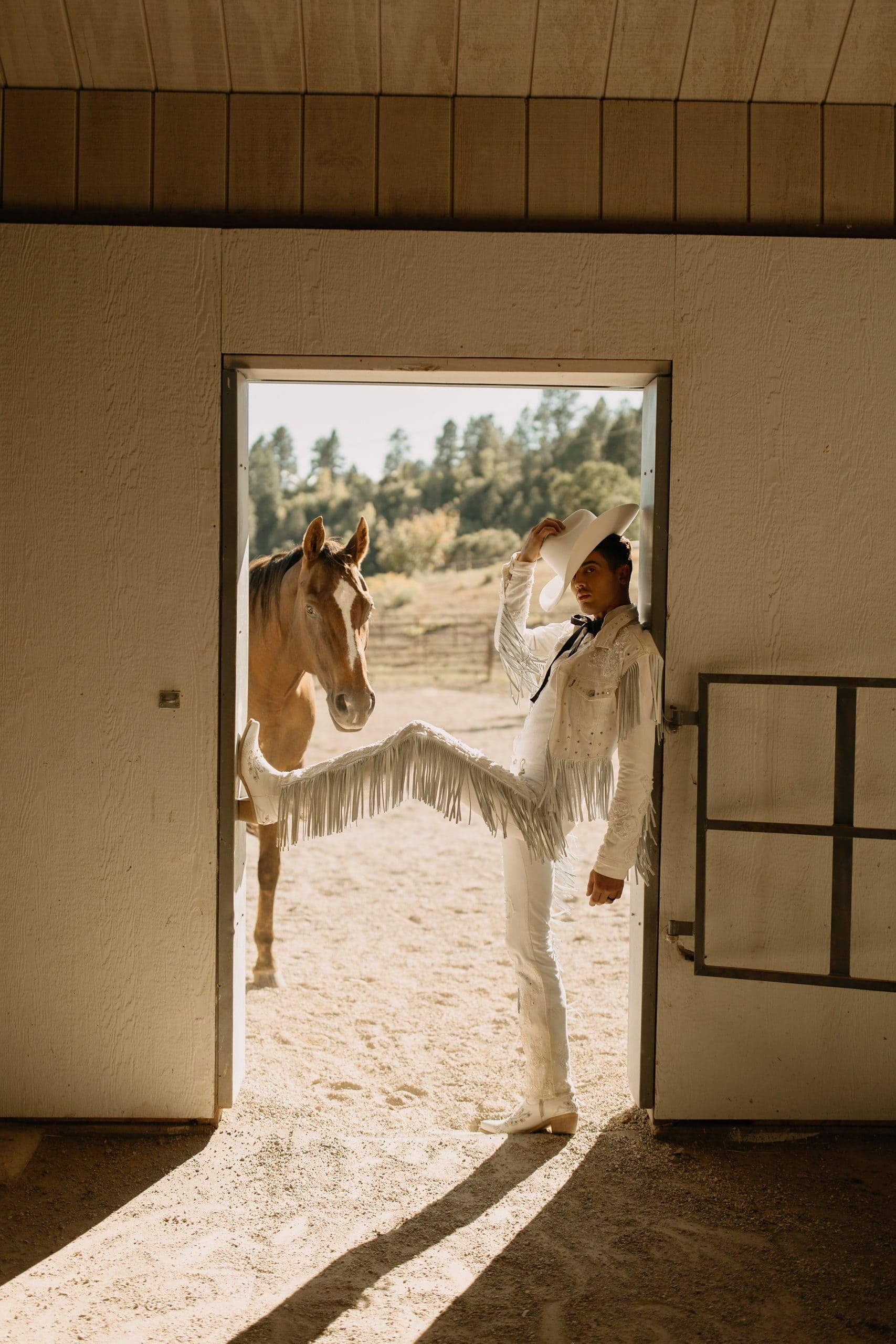 Levi’s Same-Sex Cowboy Shoot with custom levis suit