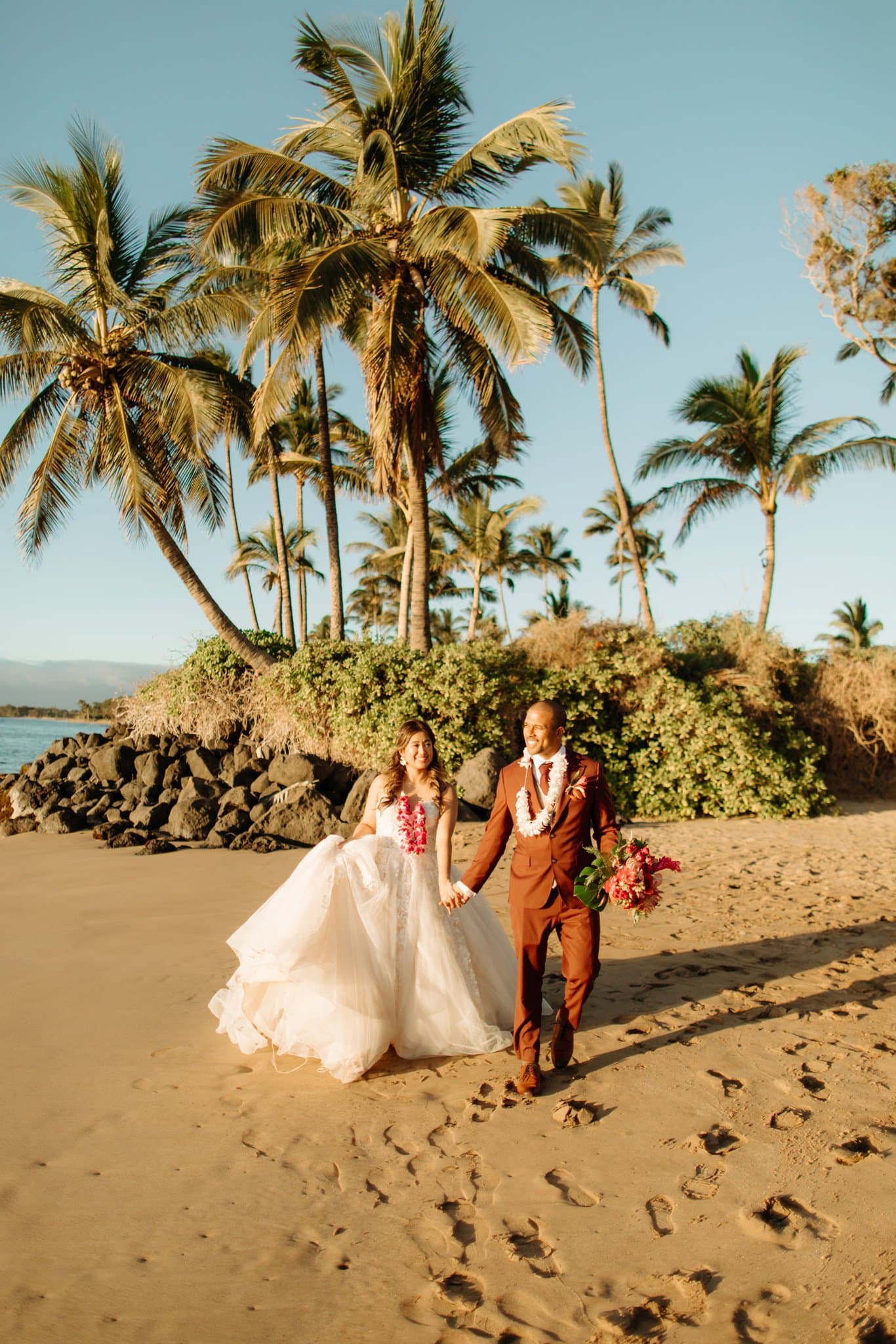sunset wedding portraits on the beach in maui