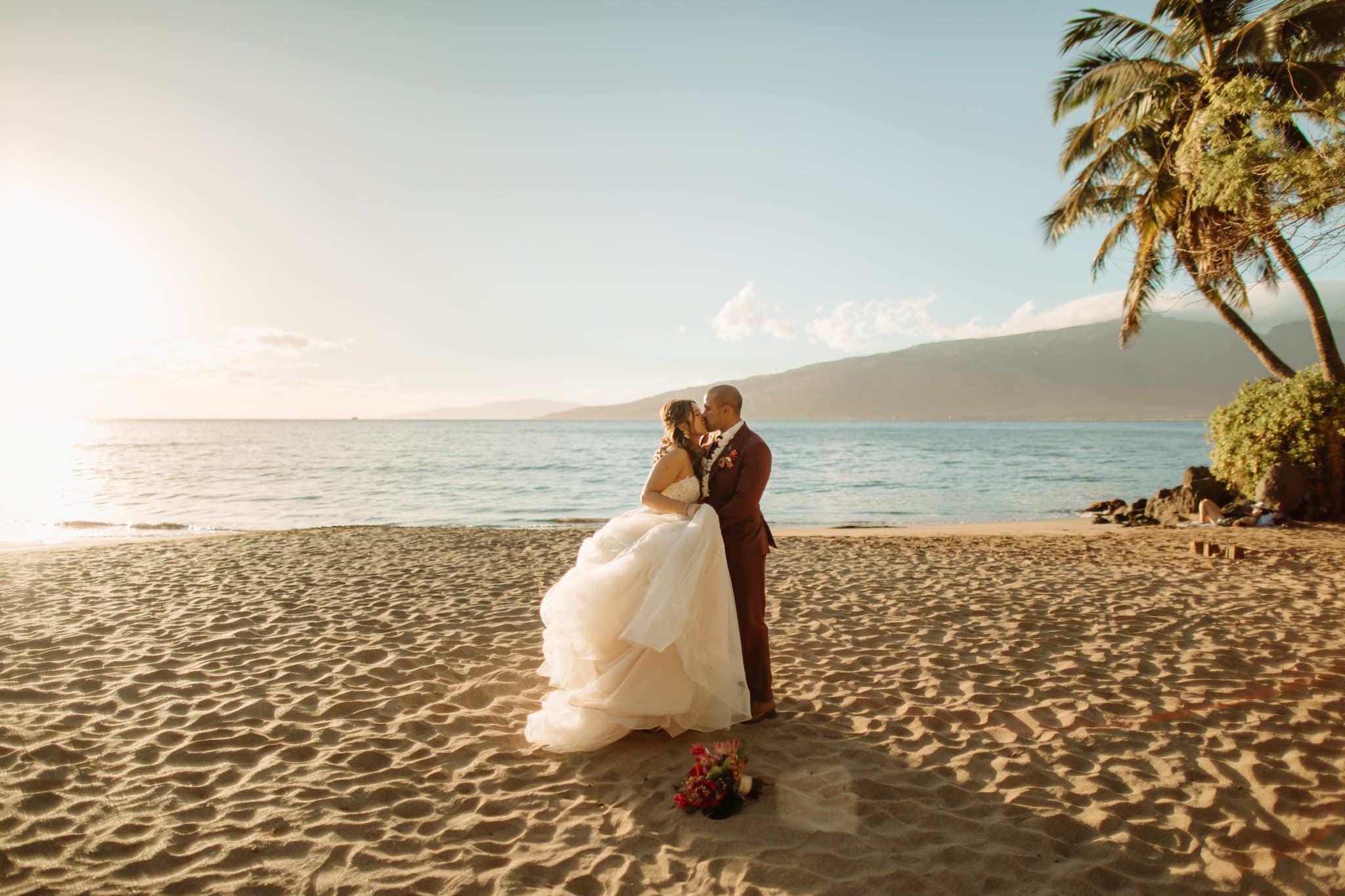 sunset wedding portraits on the beach in maui