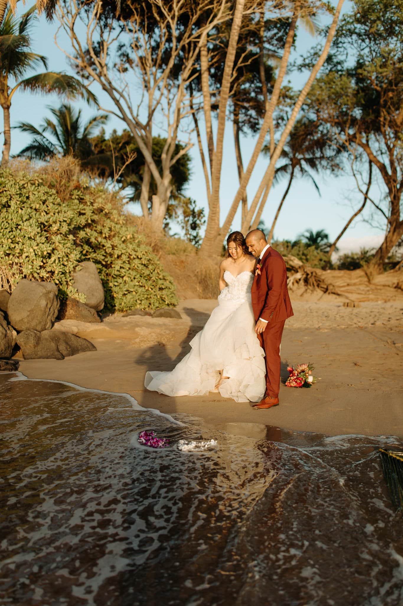 sunset wedding portraits on the beach in maui