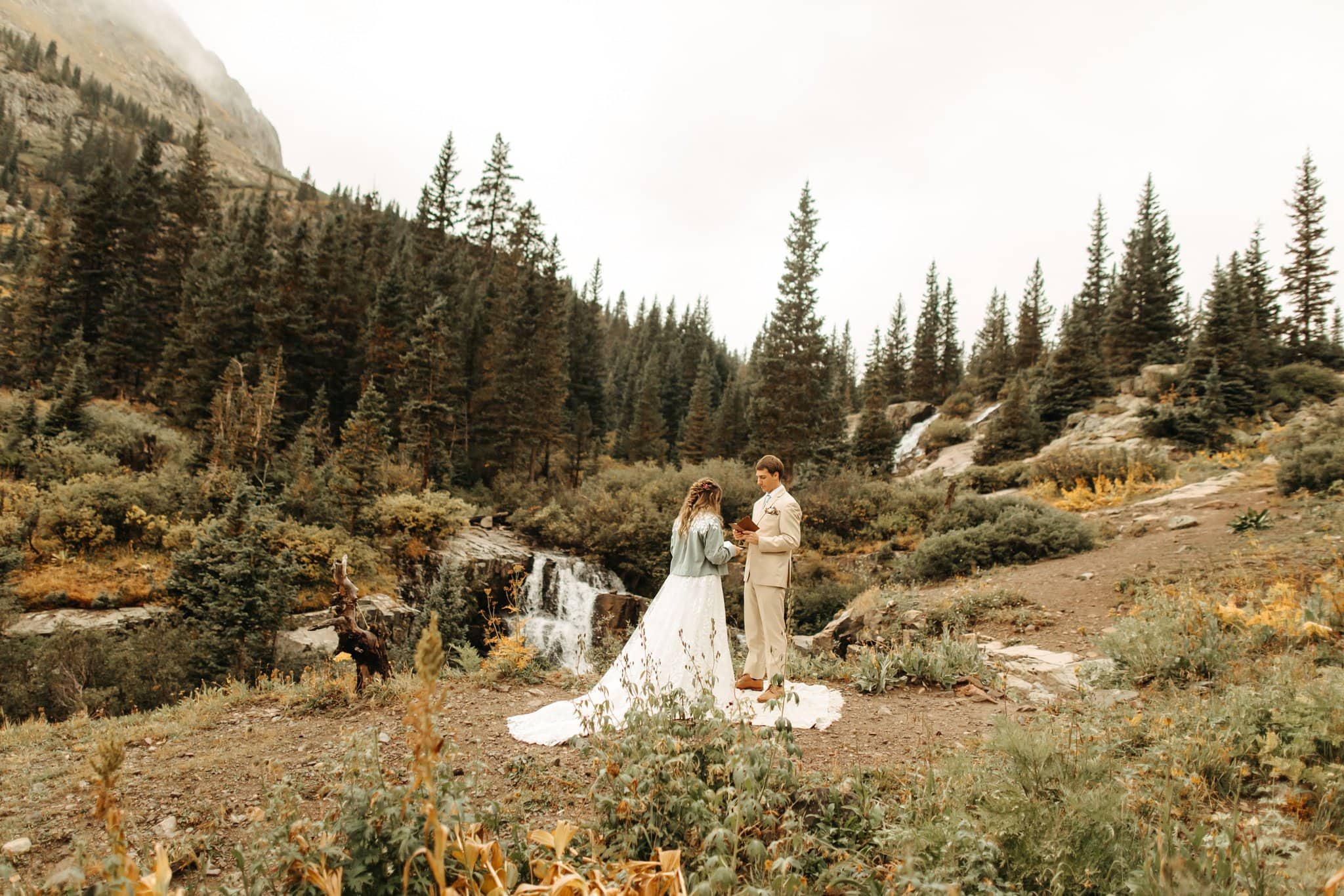 waterfall Elopement with family in Ouray
