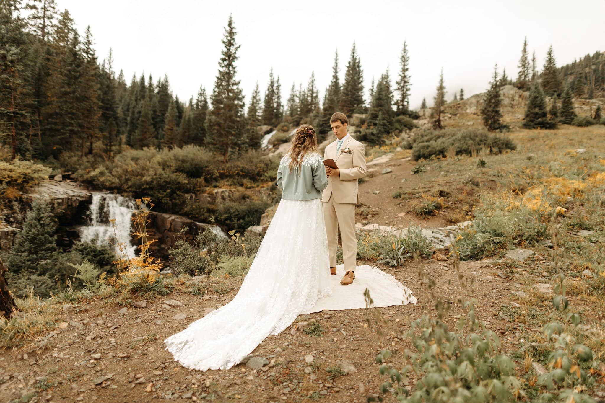 waterfall Elopement with family in Ouray