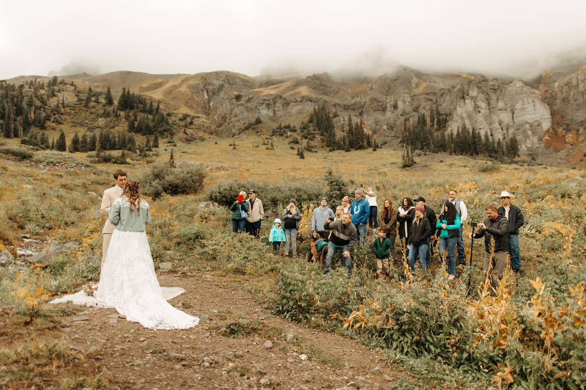 waterfall Elopement with family in Ouray