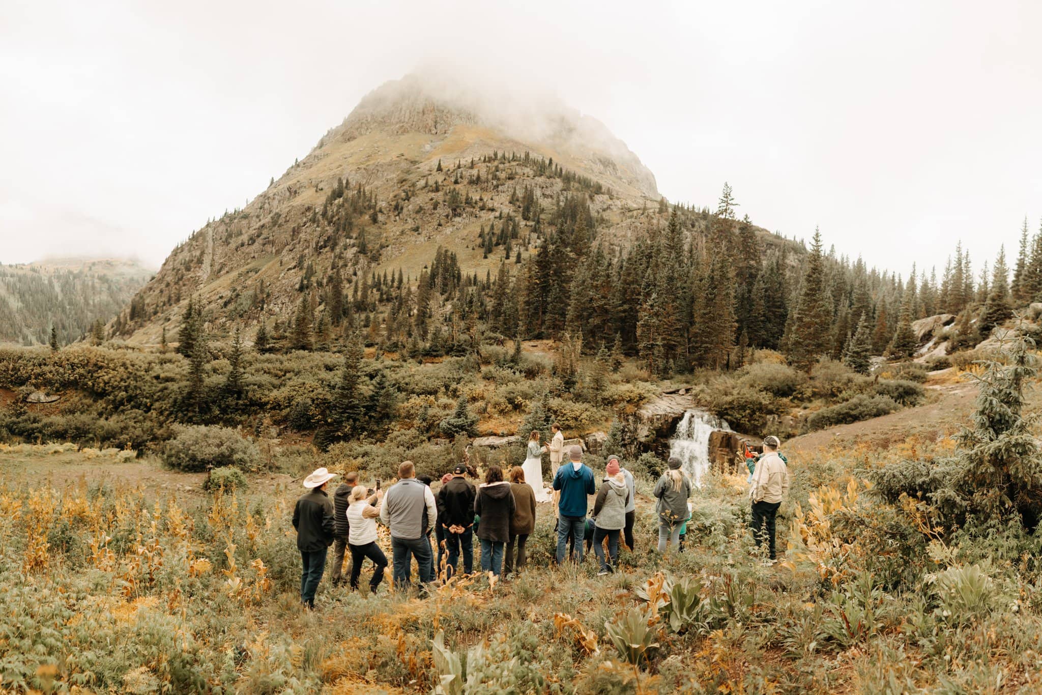 waterfall Elopement with family in Ouray