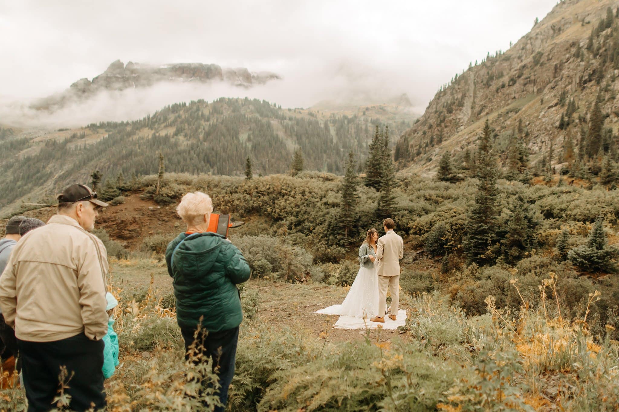 waterfall Elopement with family in Ouray