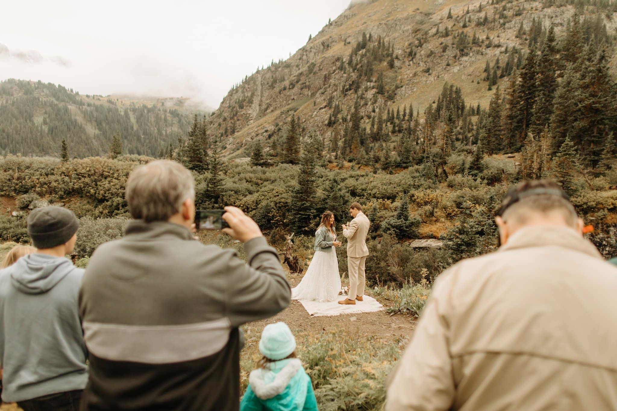 waterfall Elopement with family in Ouray