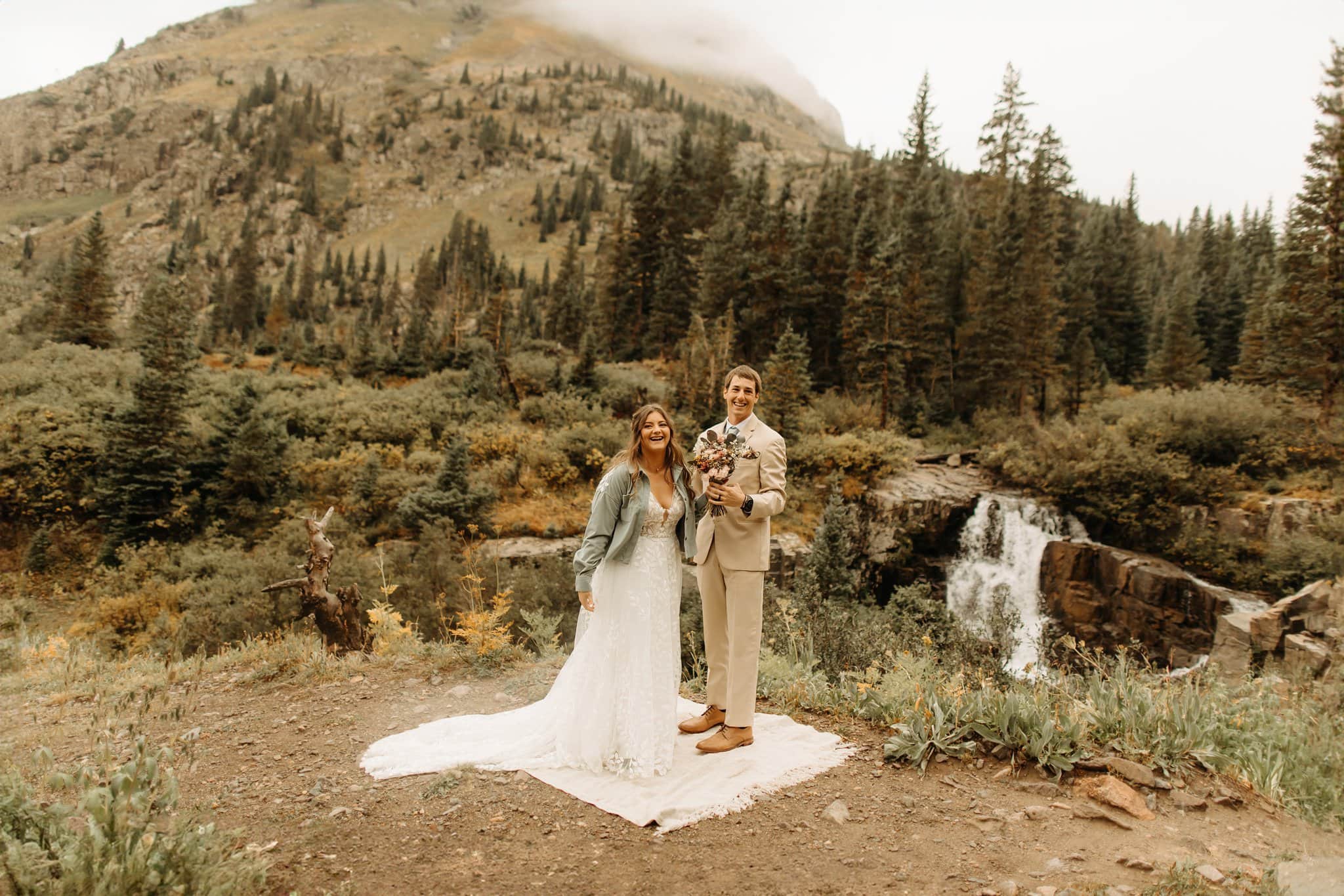 waterfall Elopement with family in Ouray
