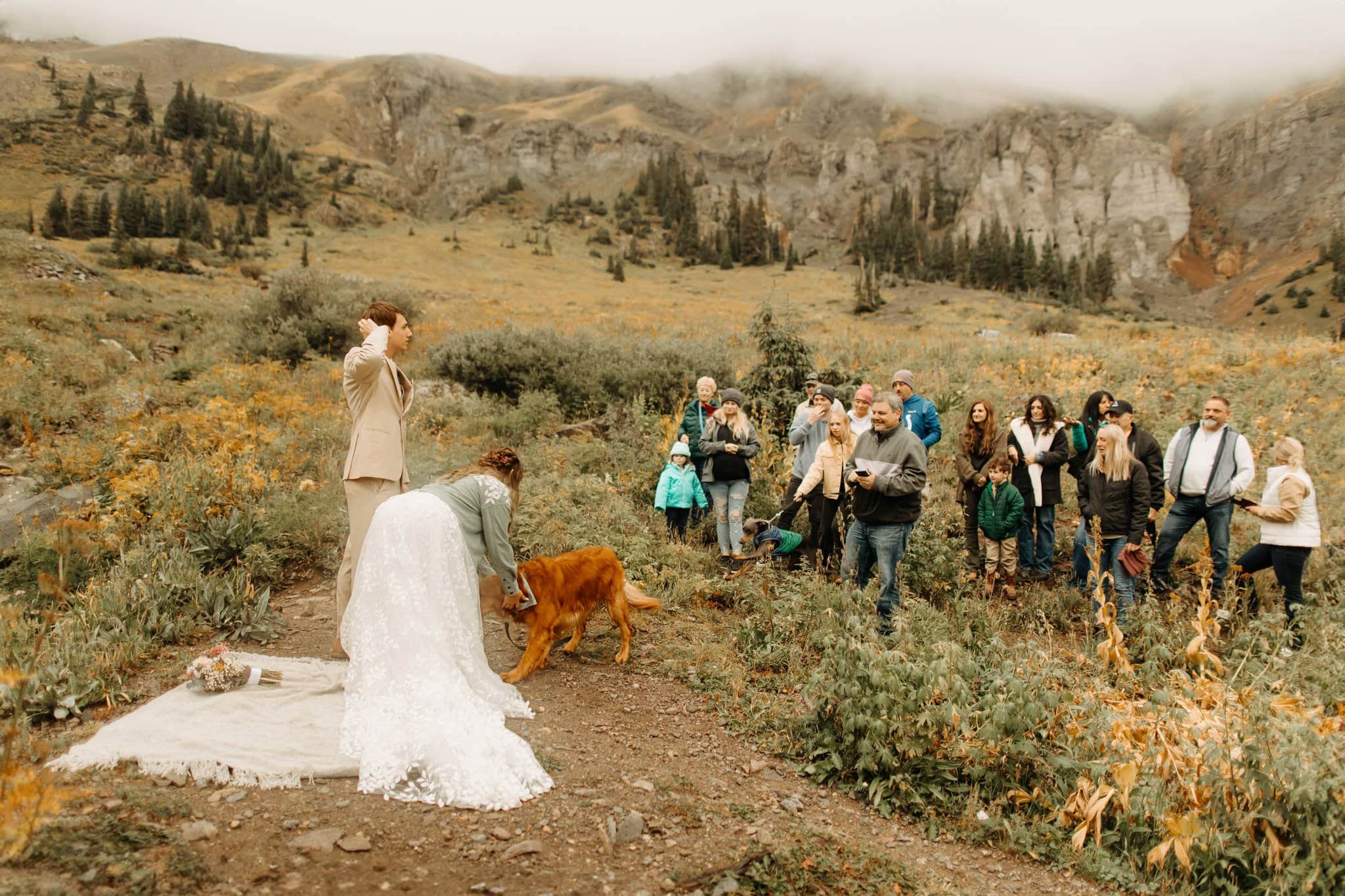 waterfall Elopement with family in Ouray