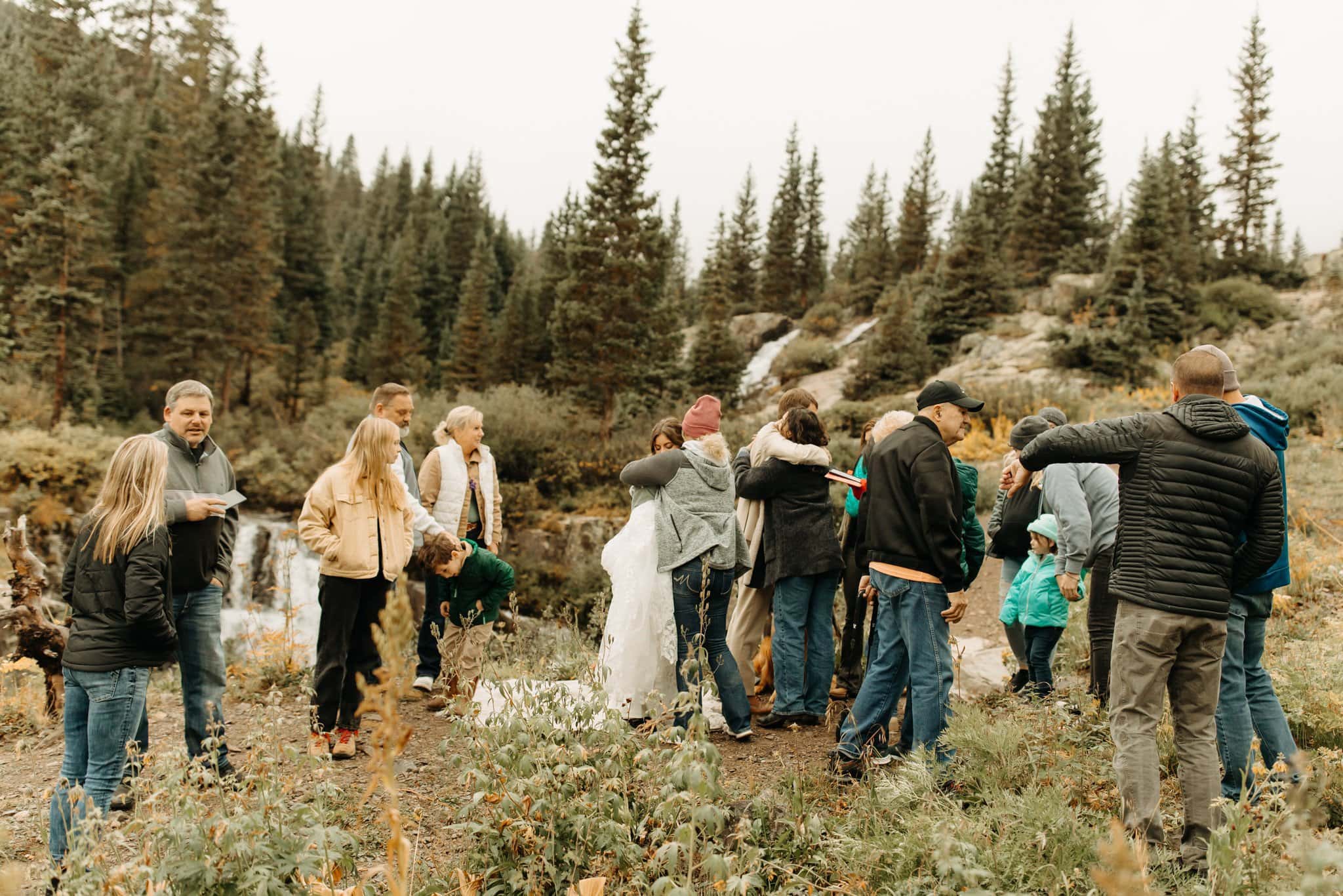 waterfall Elopement with family in Ouray
