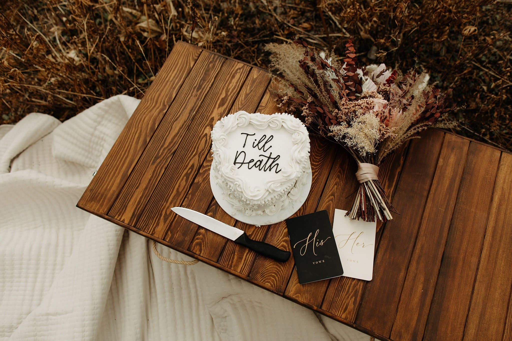 till death elopement cake
