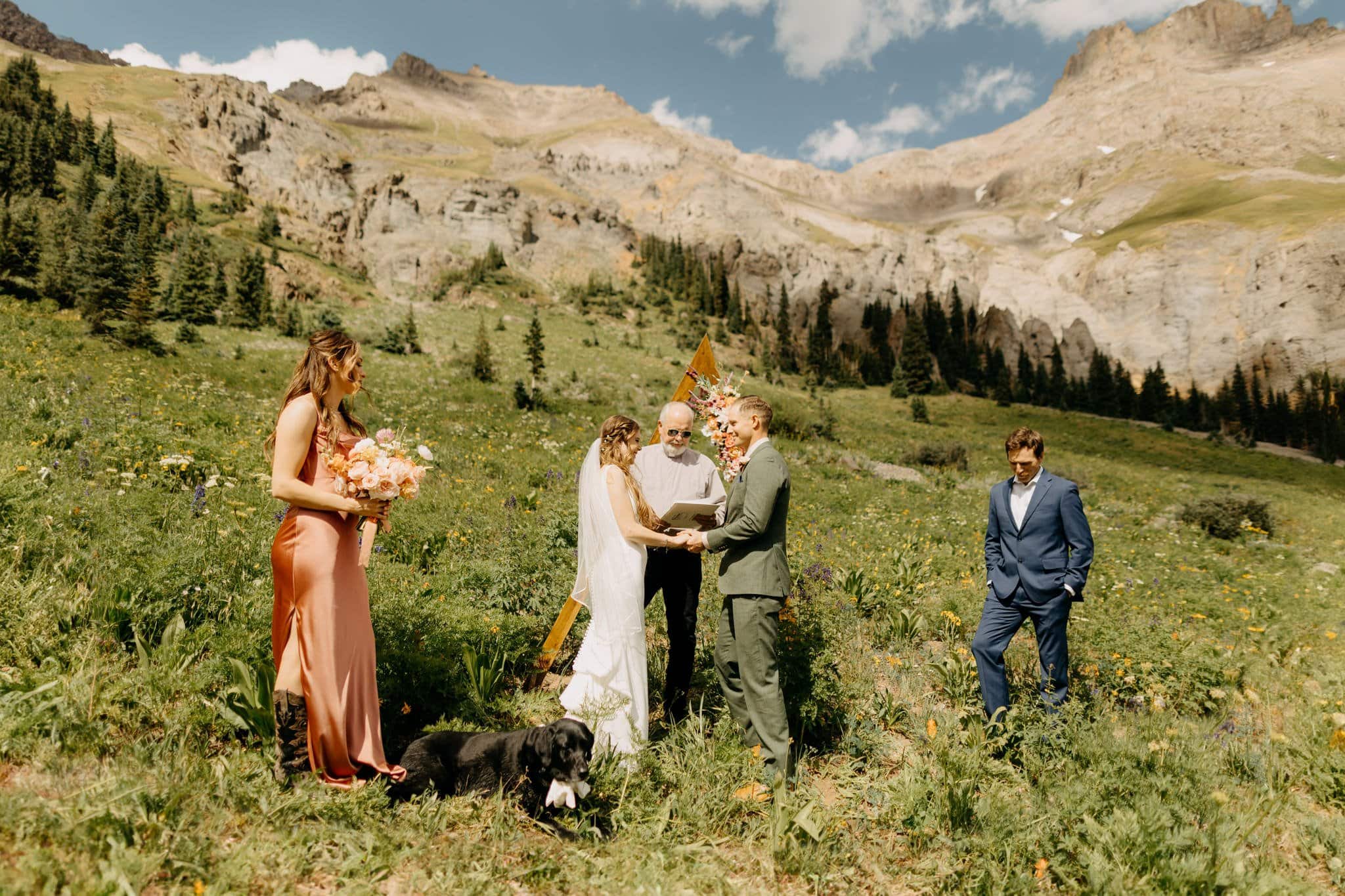 romantic elopement among the wildflowers in Ouray