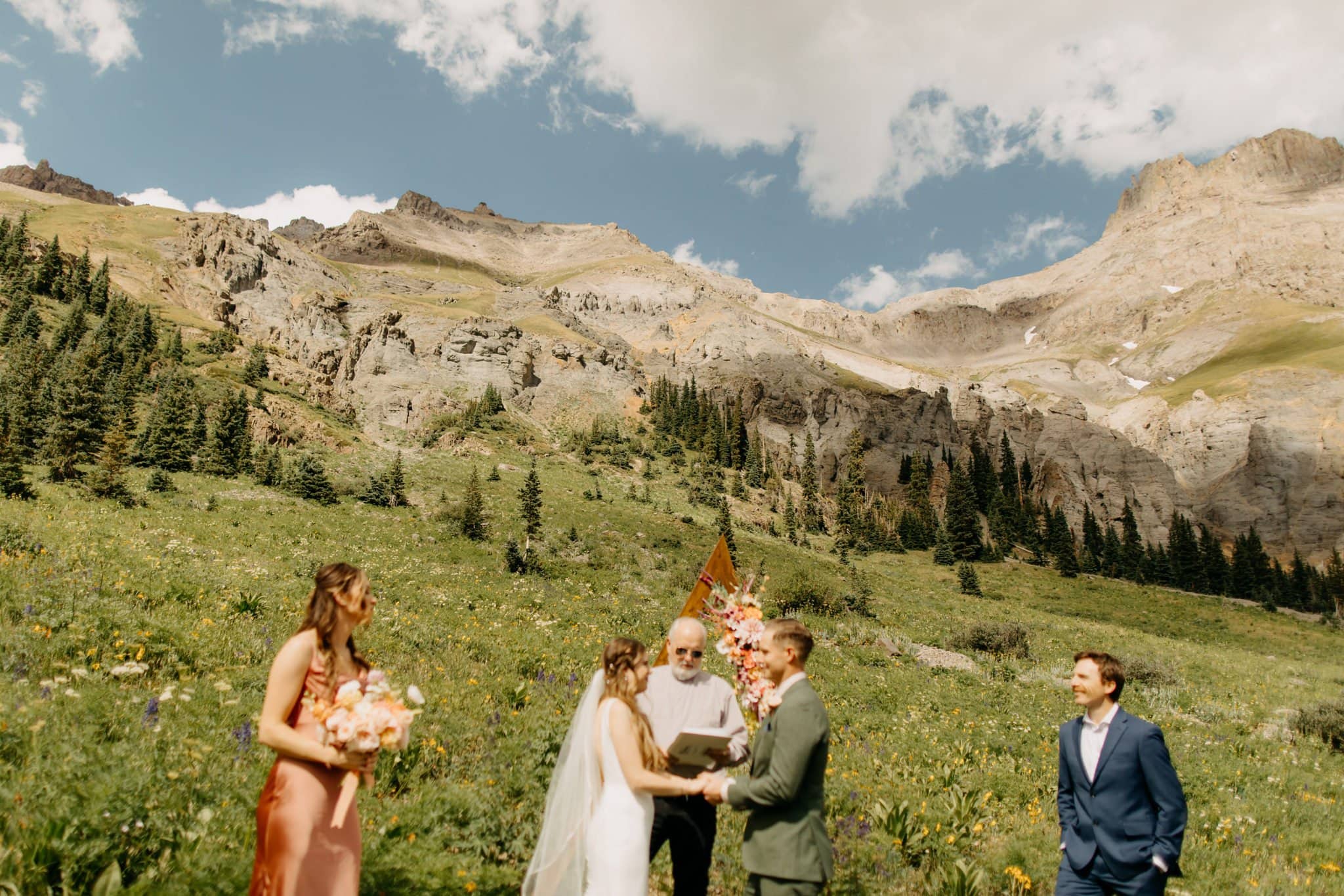 romantic elopement among the wildflowers in Ouray