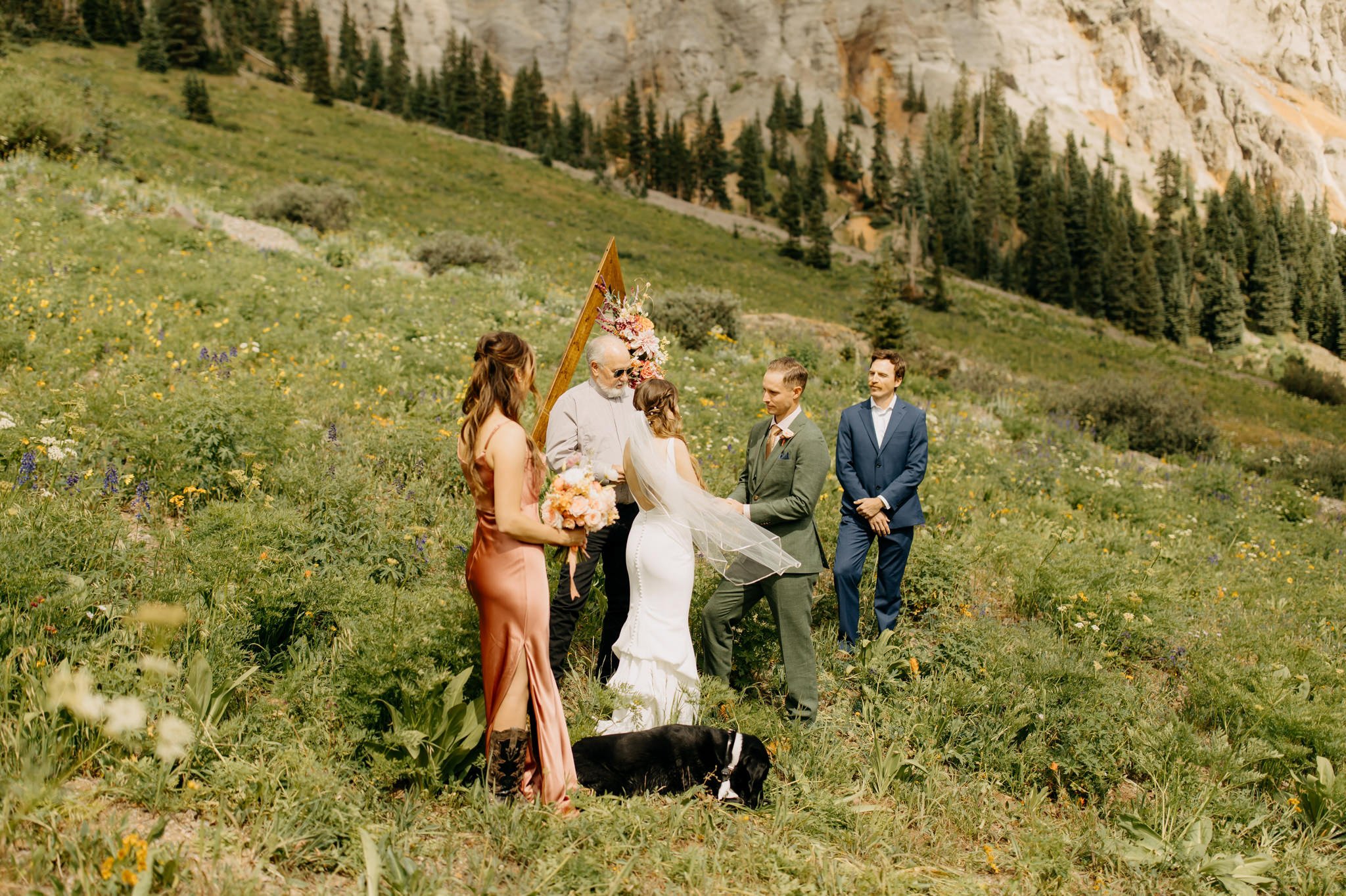 romantic elopement among the wildflowers in Ouray