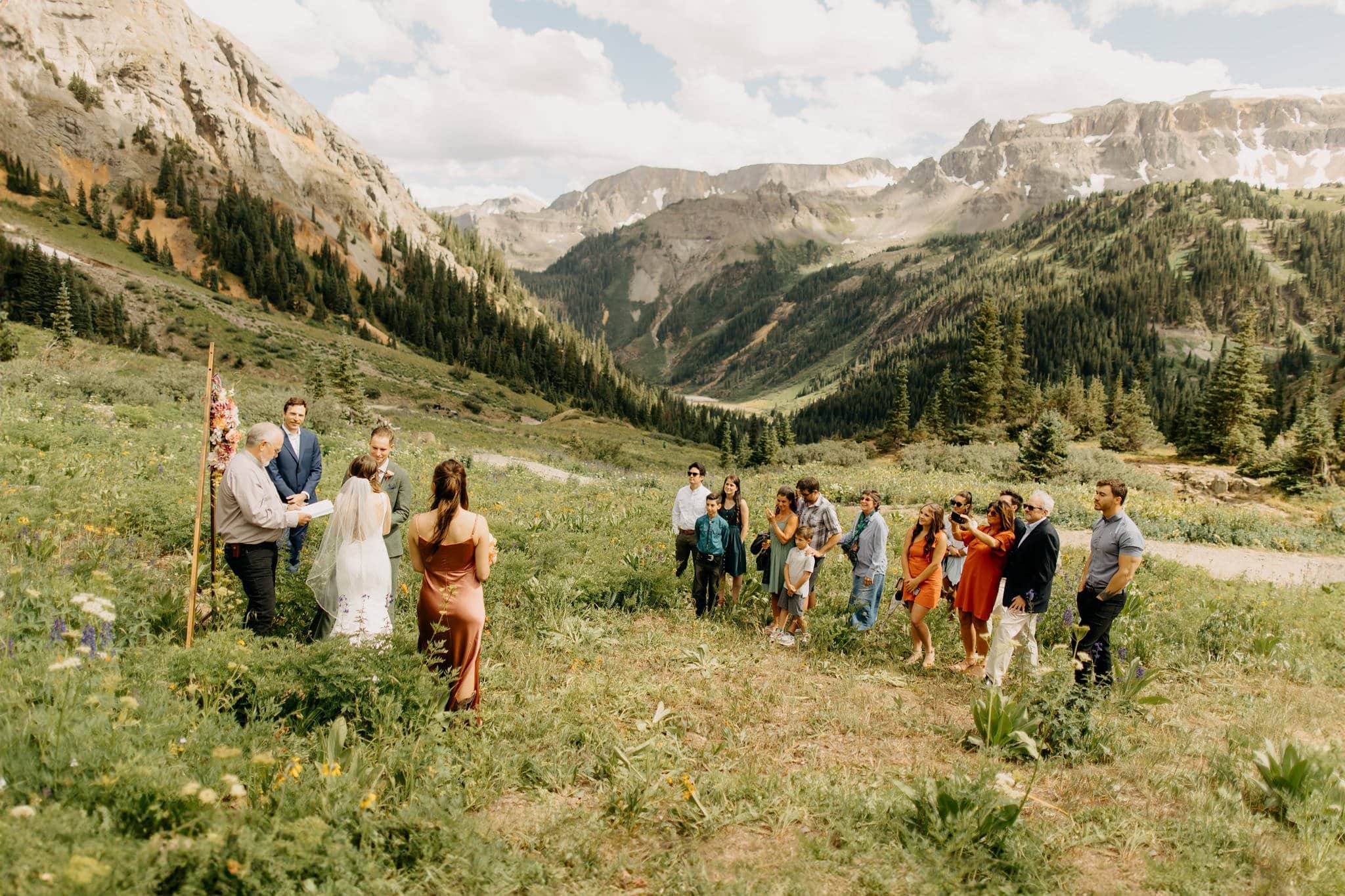 romantic elopement among the wildflowers in Ouray