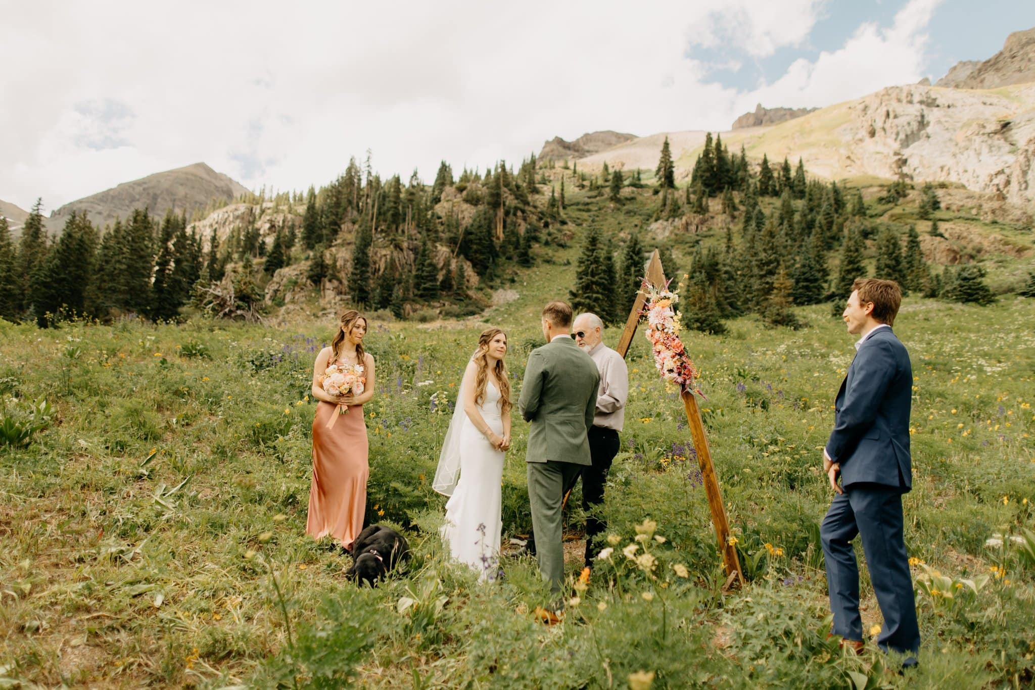 romantic elopement among the wildflowers in Ouray