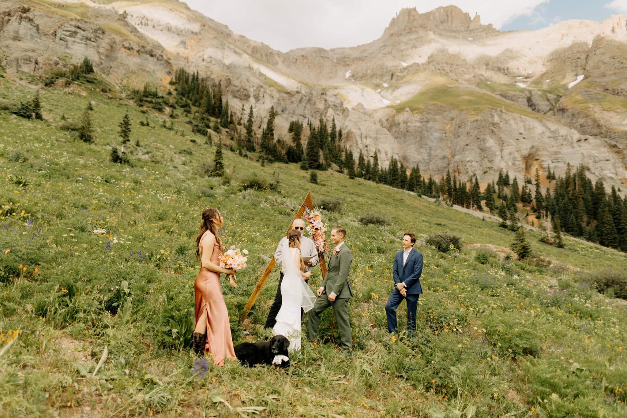 romantic elopement among the wildflowers in Ouray