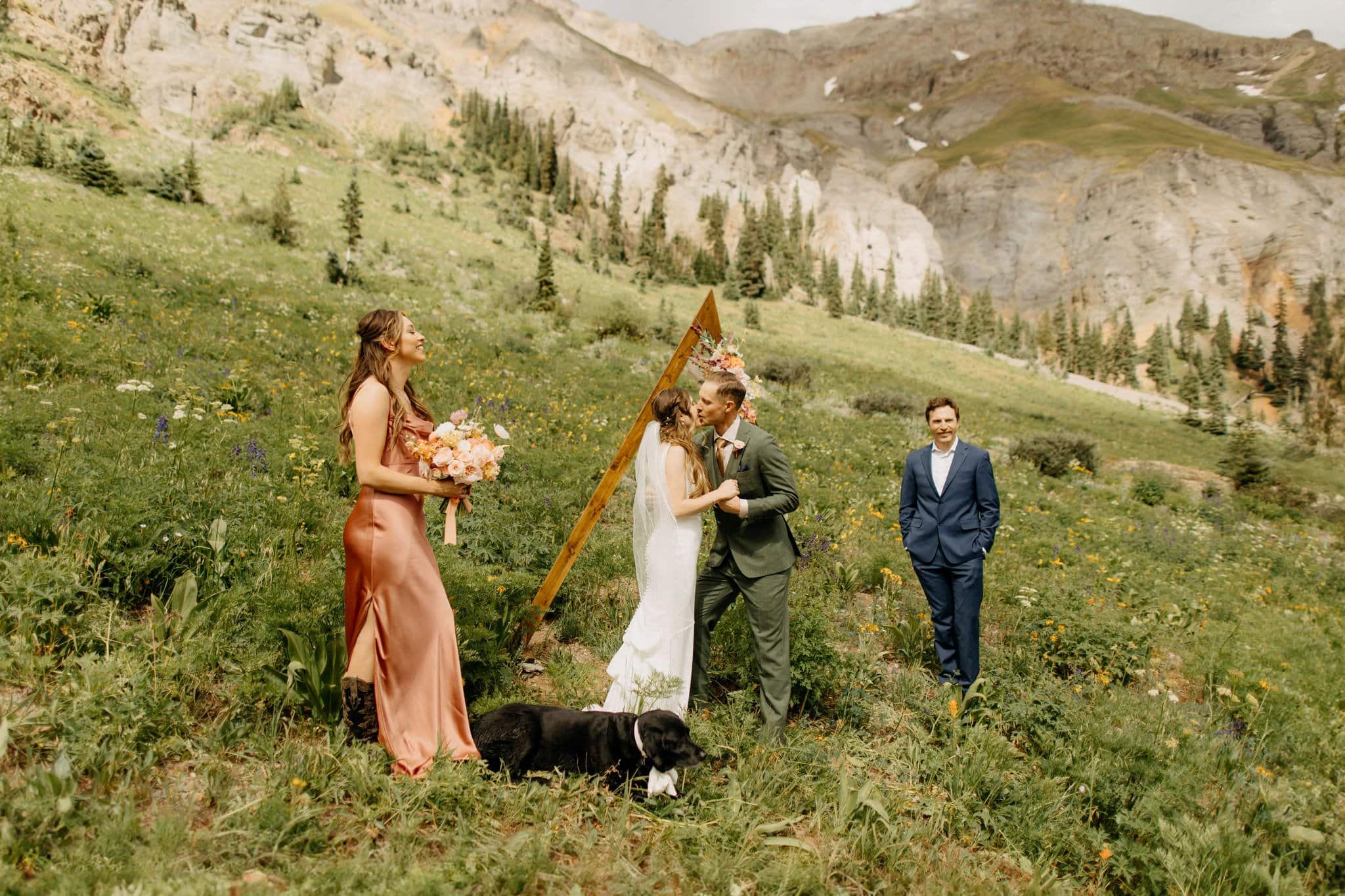 romantic elopement among the wildflowers in Ouray