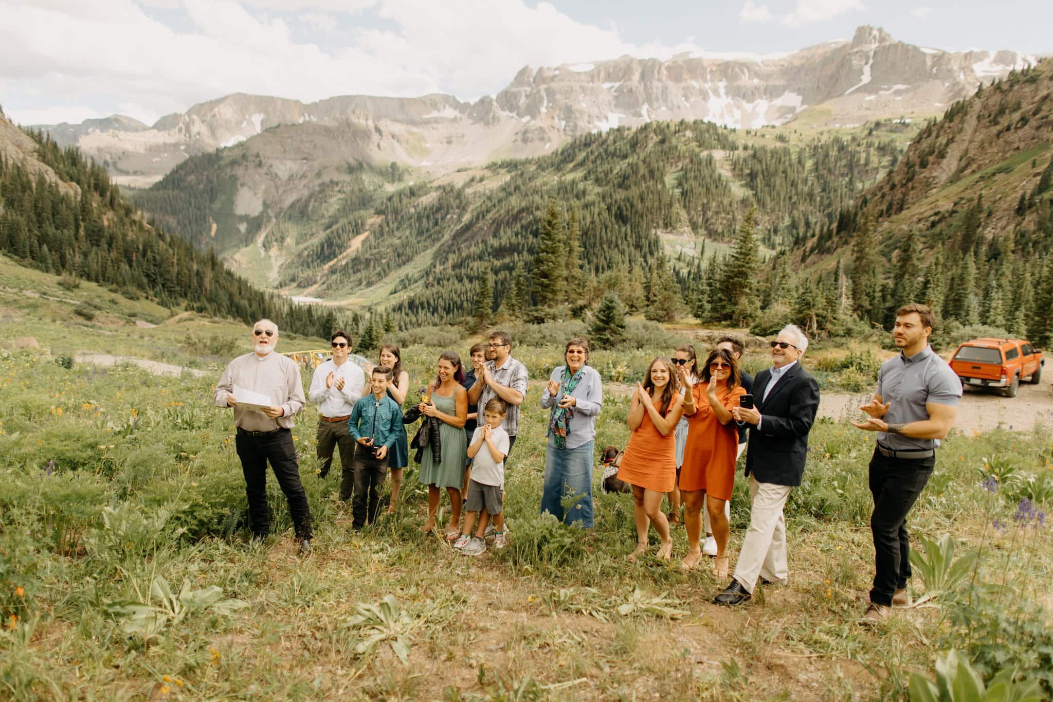 romantic elopement among the wildflowers in Ouray