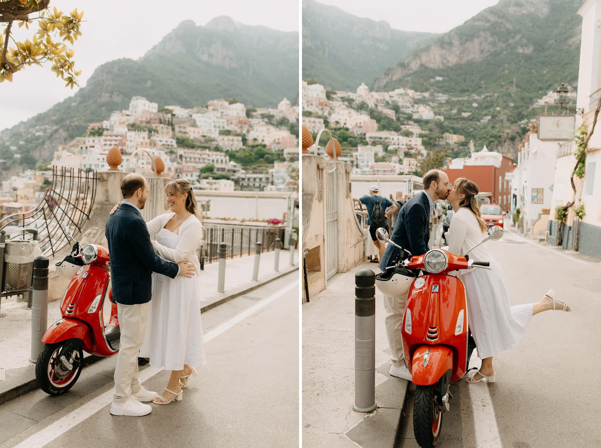 Engagement session in Positano with moped