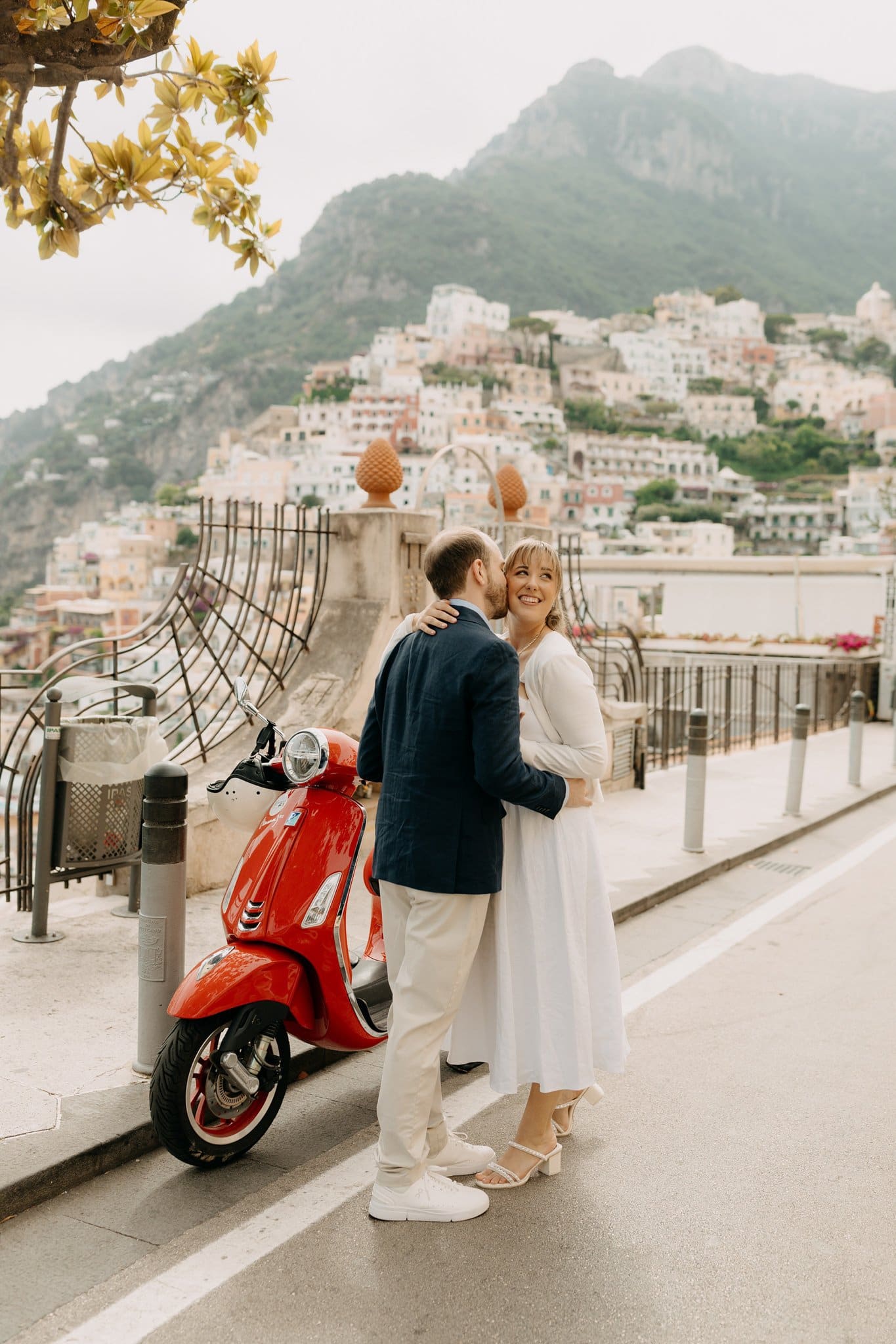 Engagement session in Positano with moped