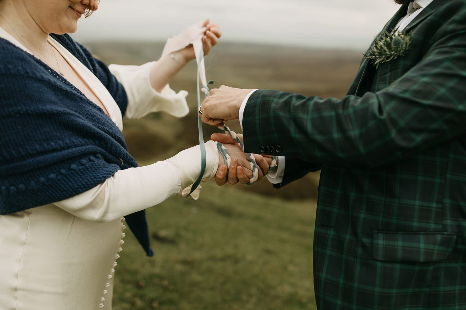 Handfasting ceremony at the Quiraing, Isle of Skye elopement