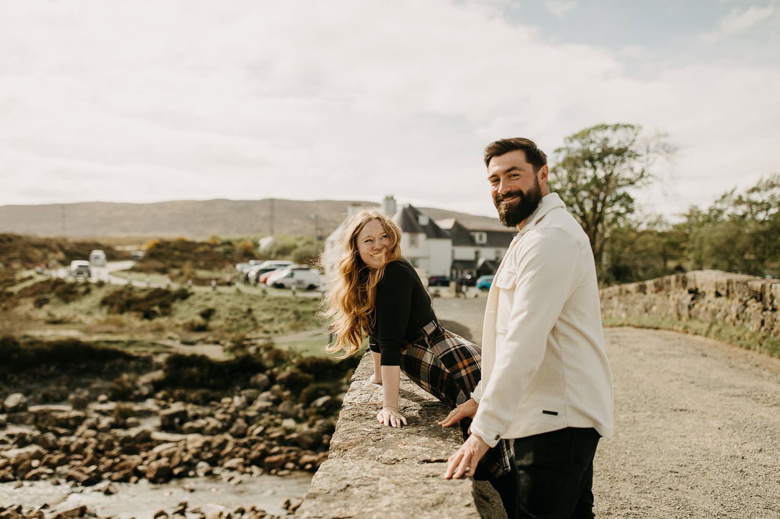 engagement session at Sligachan Bridge in Scotland