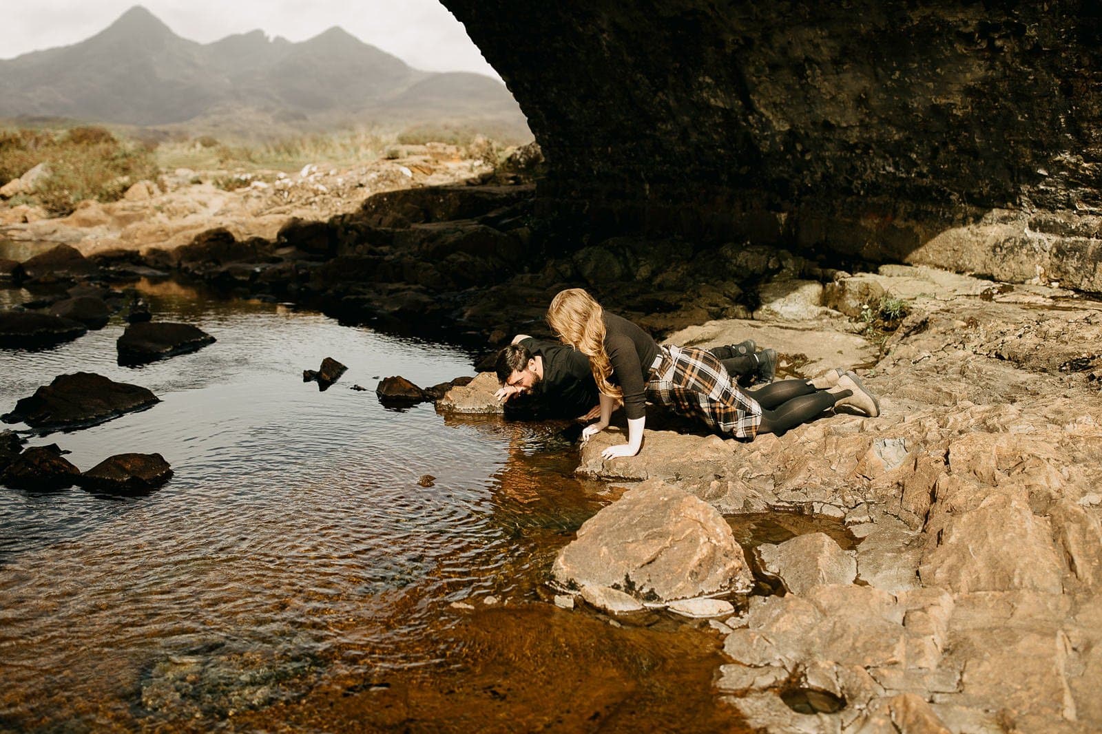 engagement session at Sligachan Bridge in Scotland