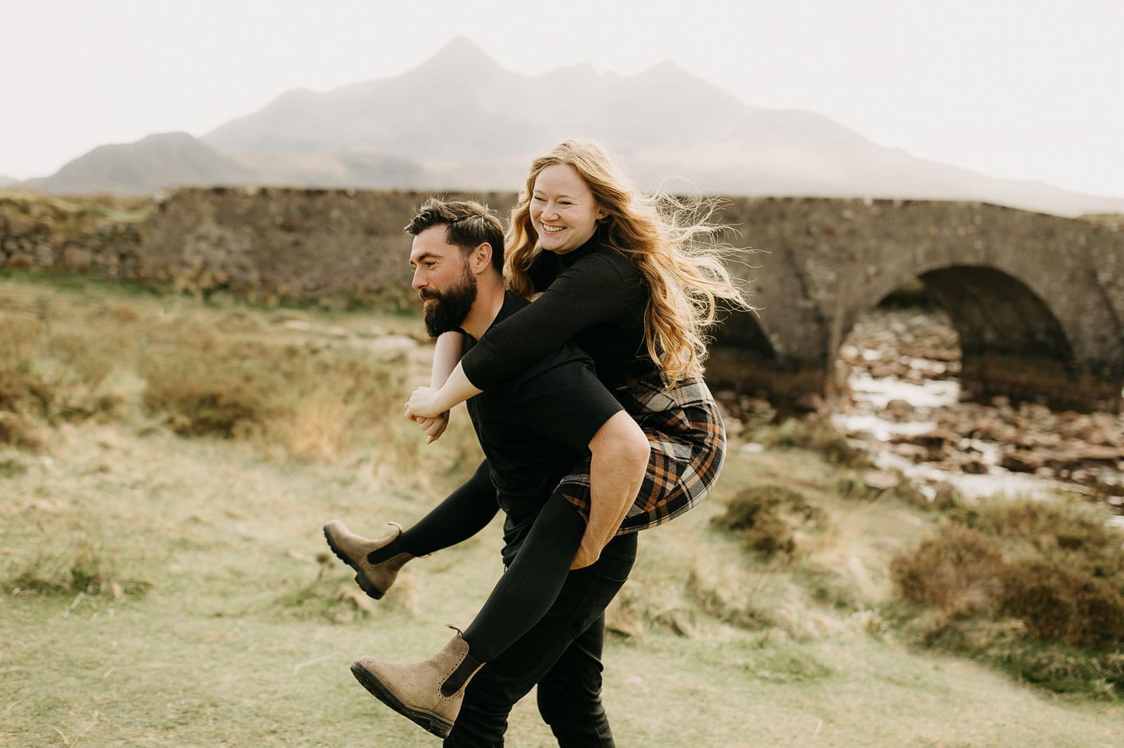 engagement session at Sligachan Bridge in Scotland