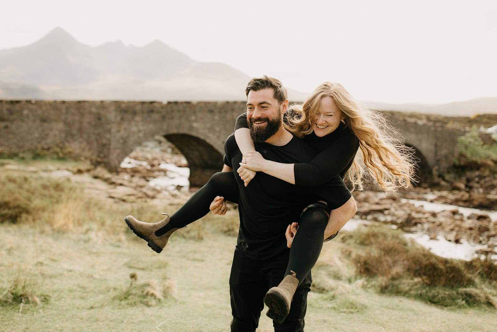 engagement session at Sligachan Bridge in Scotland