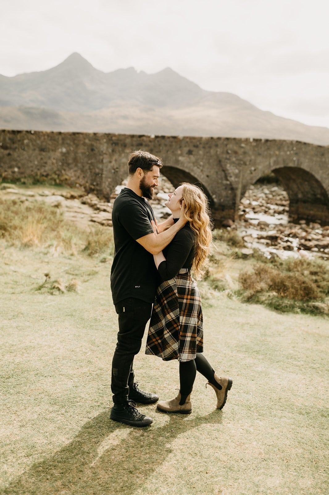 engagement session at Sligachan Bridge in Scotland