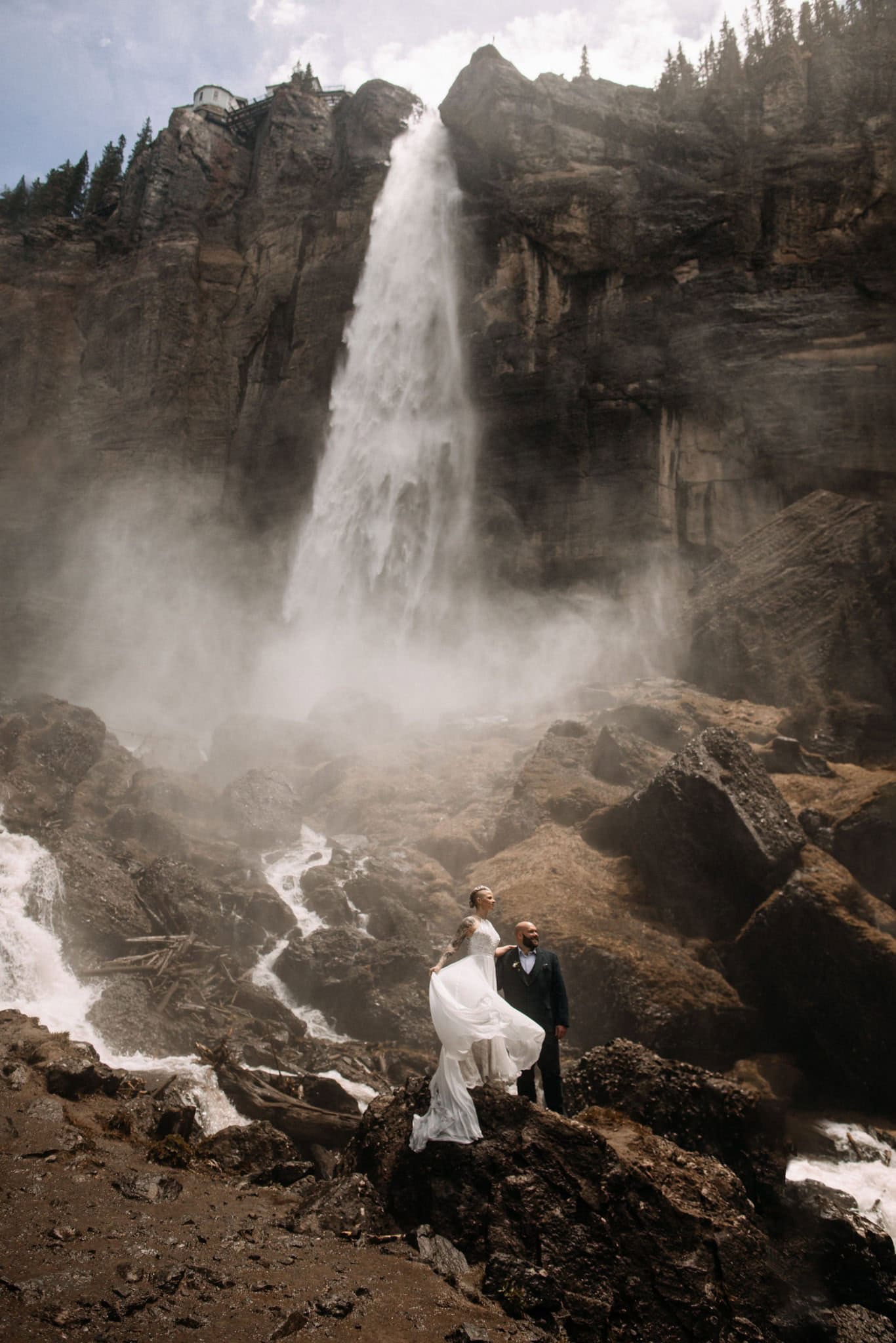 wedding portraits at bridal veil falls telluride