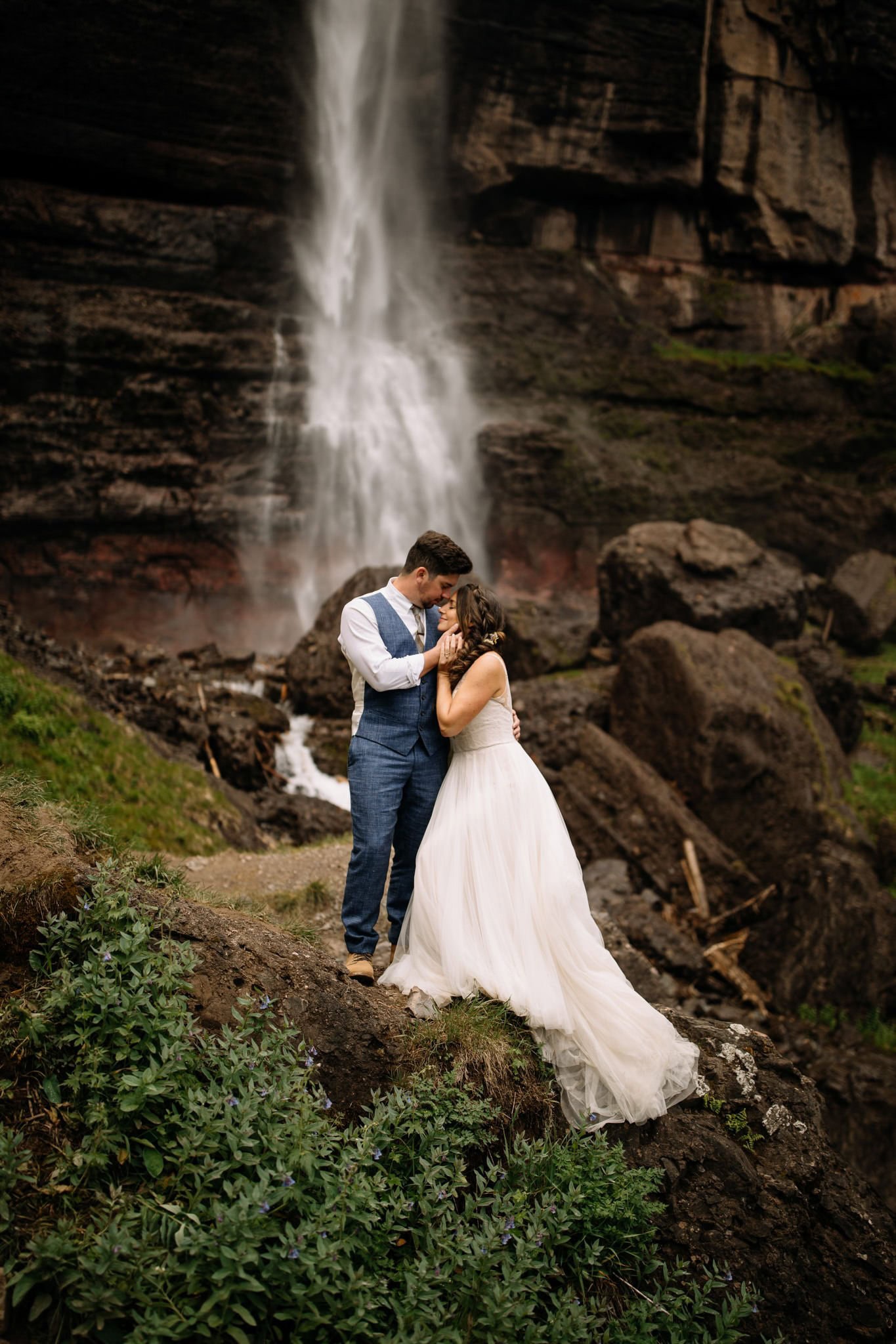 Sunrise Hiking Elopement at Bridal Veil Falls in Telluride