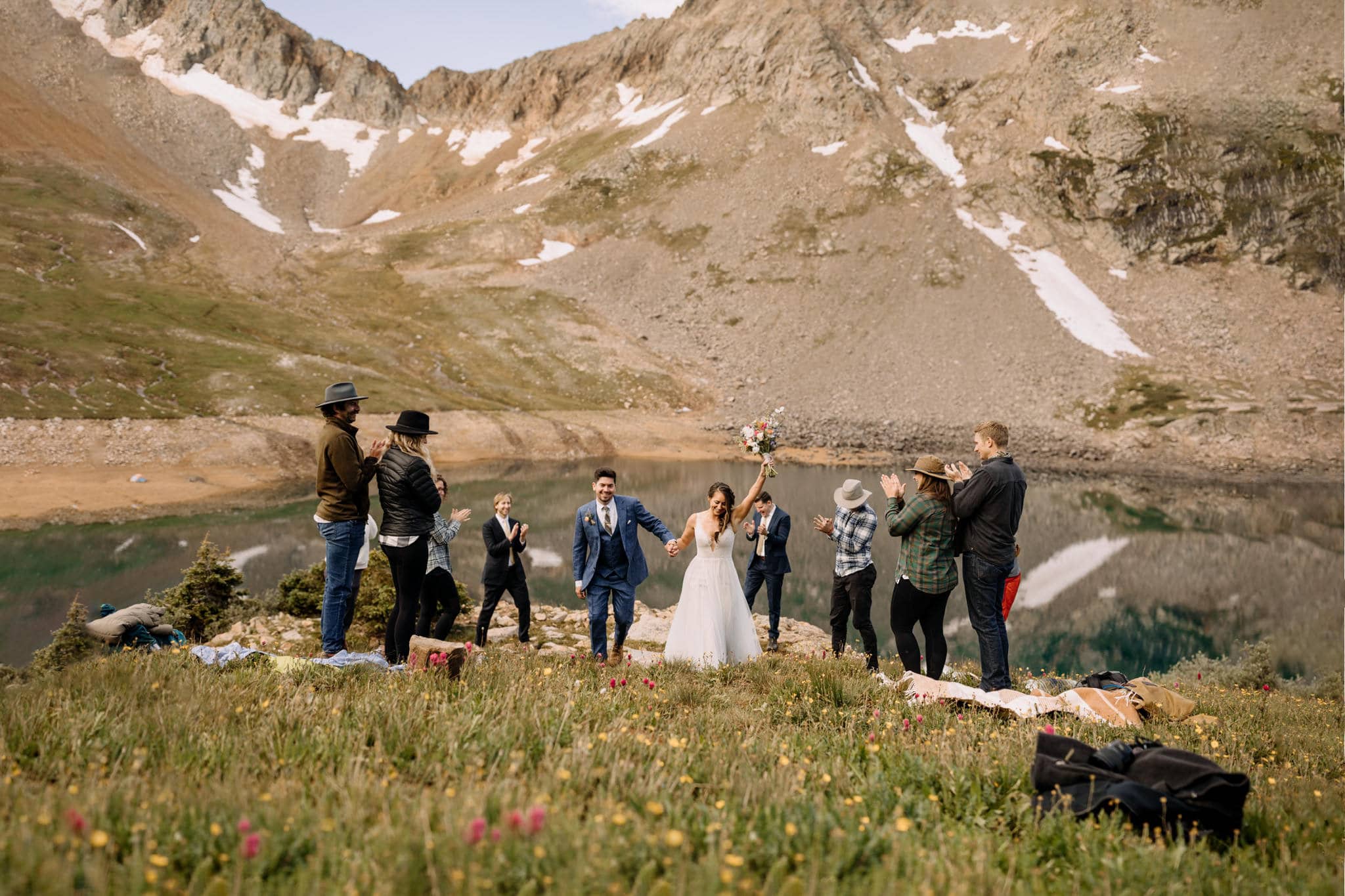 Sunrise Hiking Elopement at an Alpine Lake in Telluride