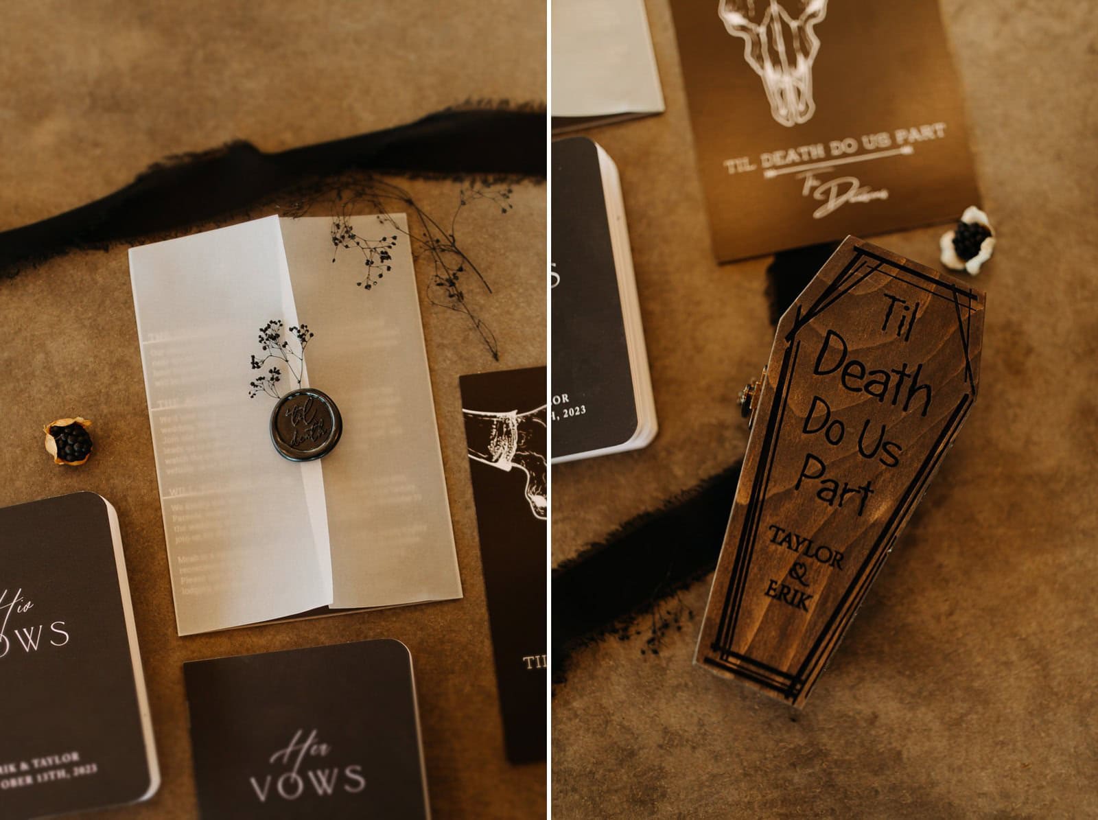 Gothic Wedding details at Red Earth Venue