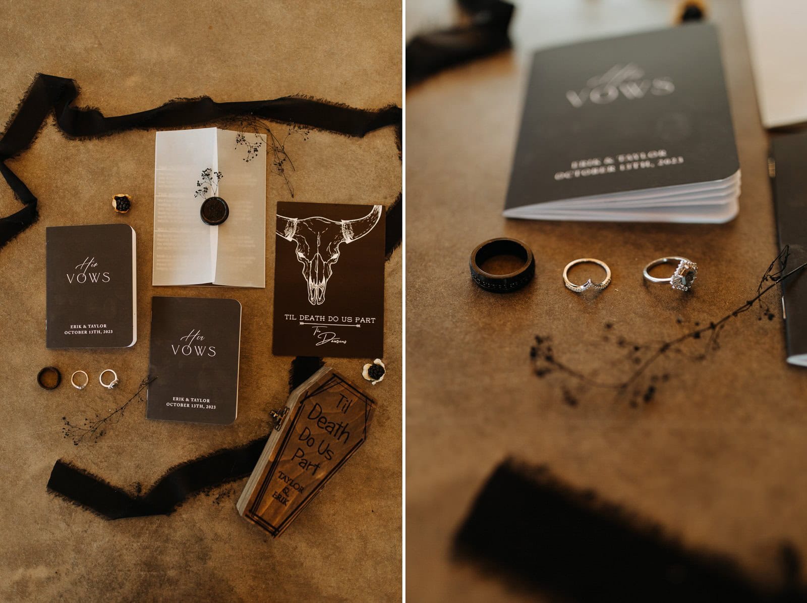 Gothic Wedding details at Red Earth Venue