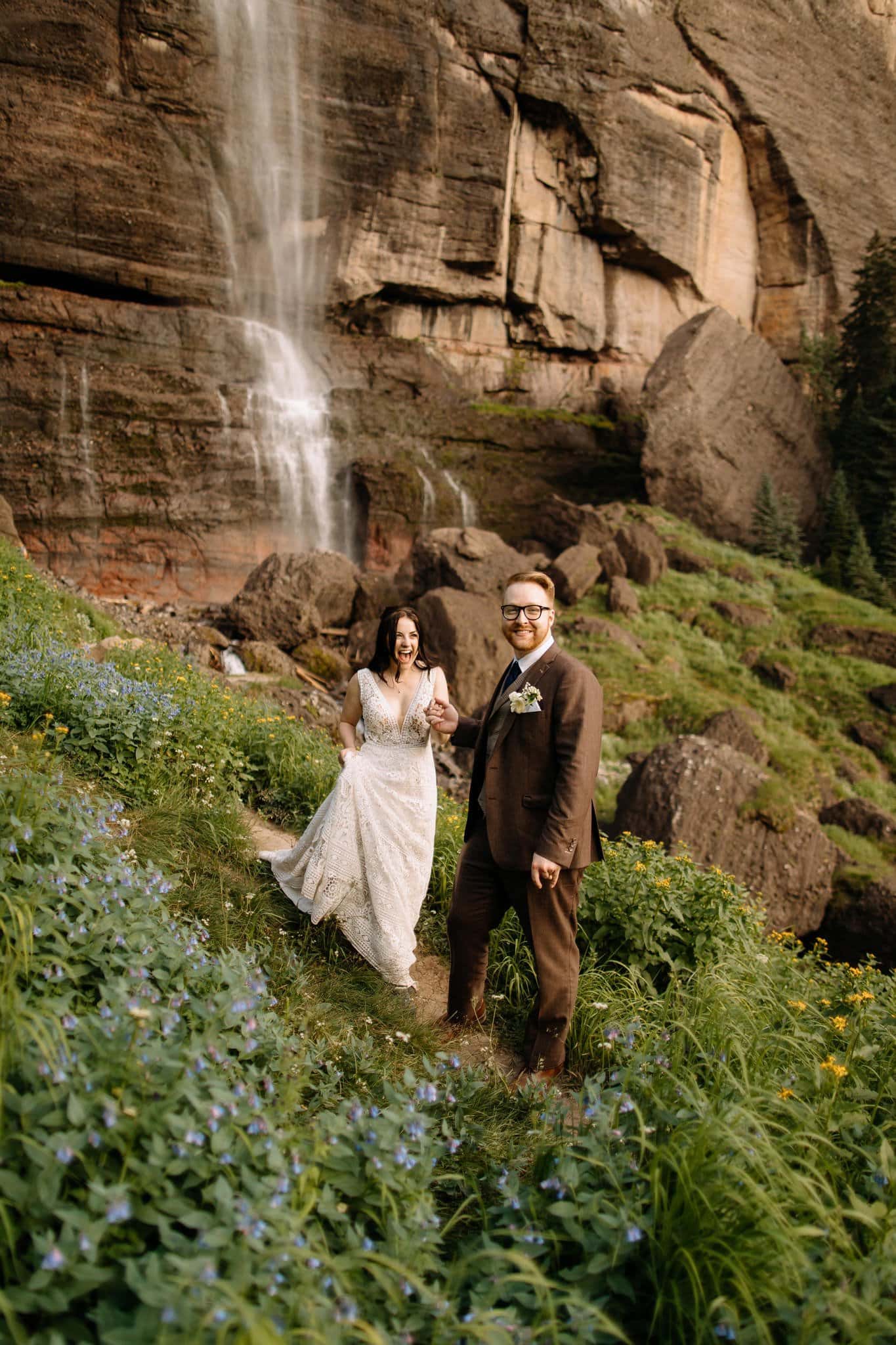 Waterfall Elopement at Bridal Veil Falls in Telluride